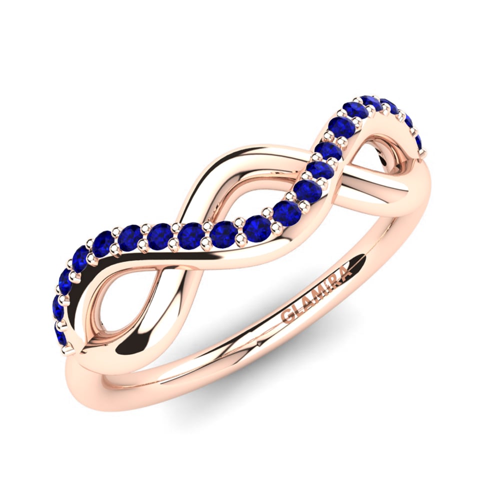 14k Oro Rosa Circonita Azul Oscuro Anillo Cirilia