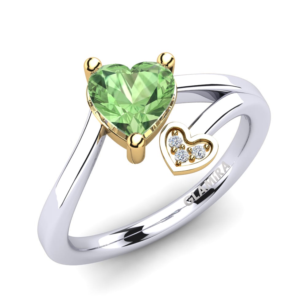 18ct White & Yellow Gold Green Amethyst Ring Clematis