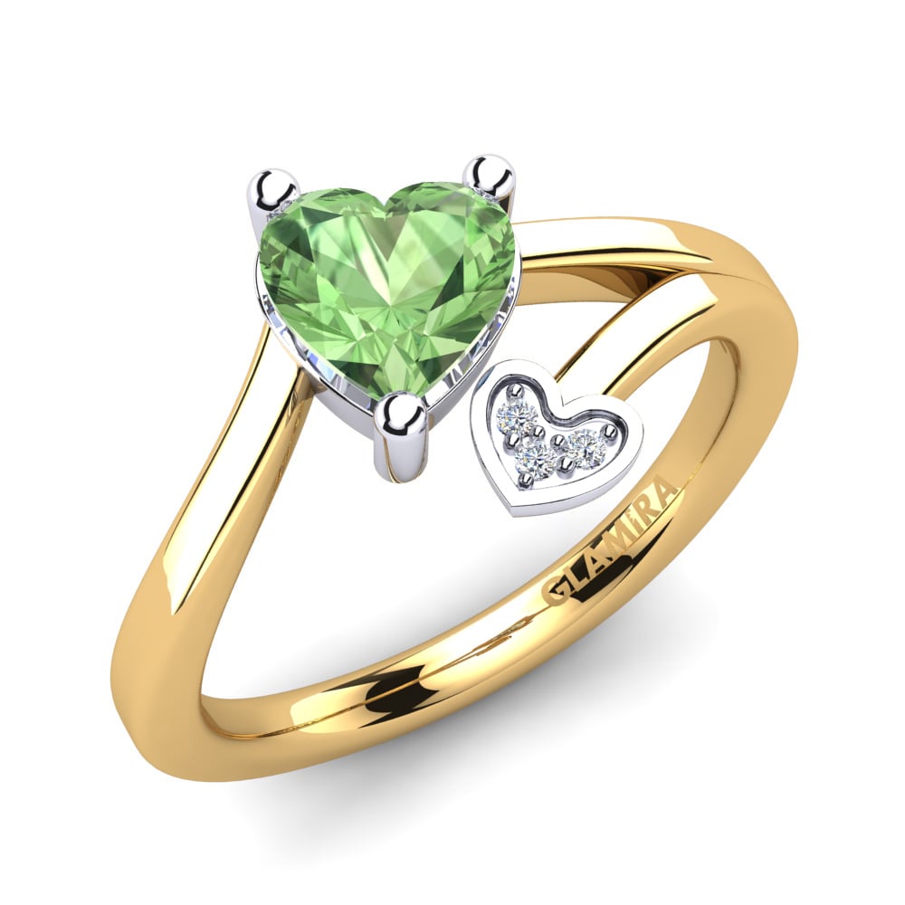 18ct Yellow & White Gold Green Amethyst Ring Clematis
