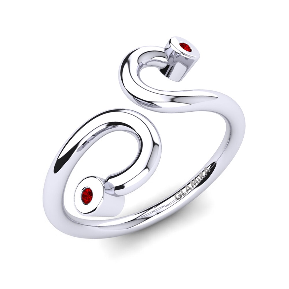Argent Blanc Rubis Bague de Phalange Cleora