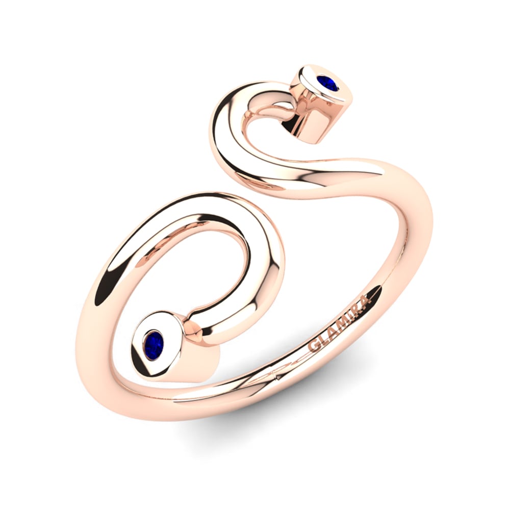 14k Oro Rosa Circonita Azul Oscuro Anillo Cleora