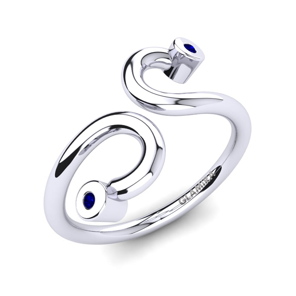 950 Palladium Dark Blue Zirconia Knuckle Ring Cleora