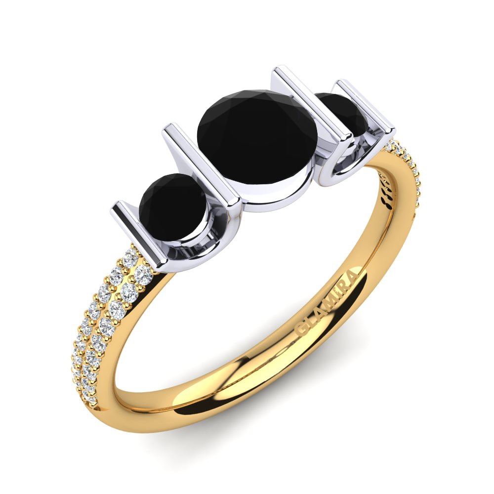 18k Oro Amarillo & Blanco Anillo de compromiso Cotta