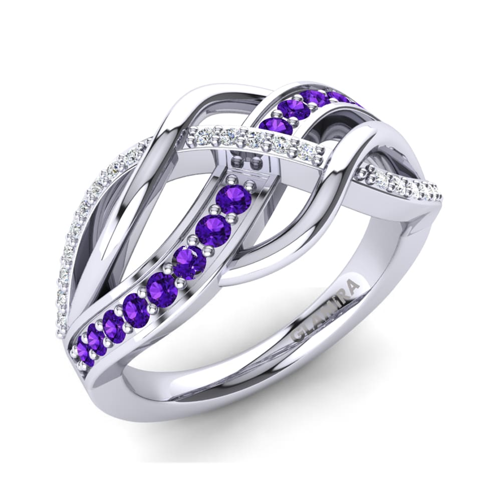 White Silver Amethyst Ring Cristophia