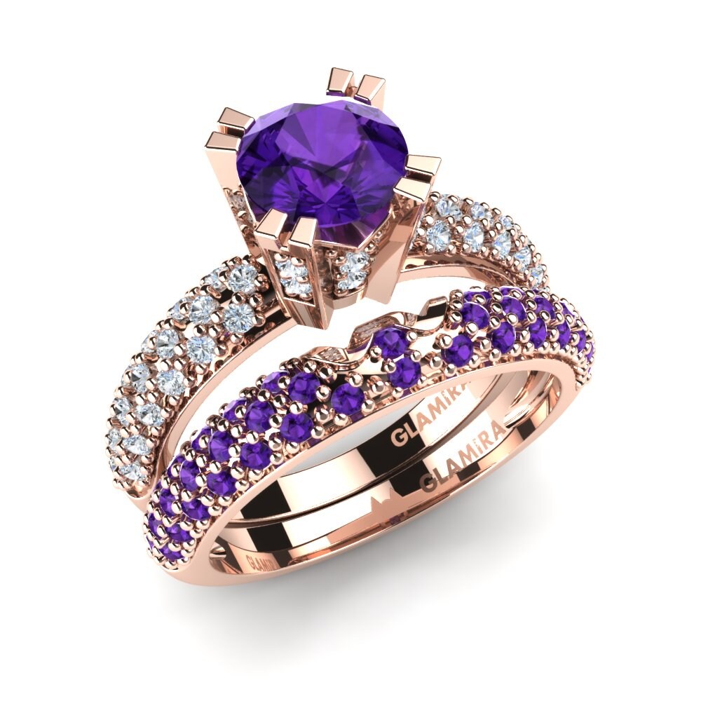 9ct Rose Gold Amethyst Bridal Set Swanky