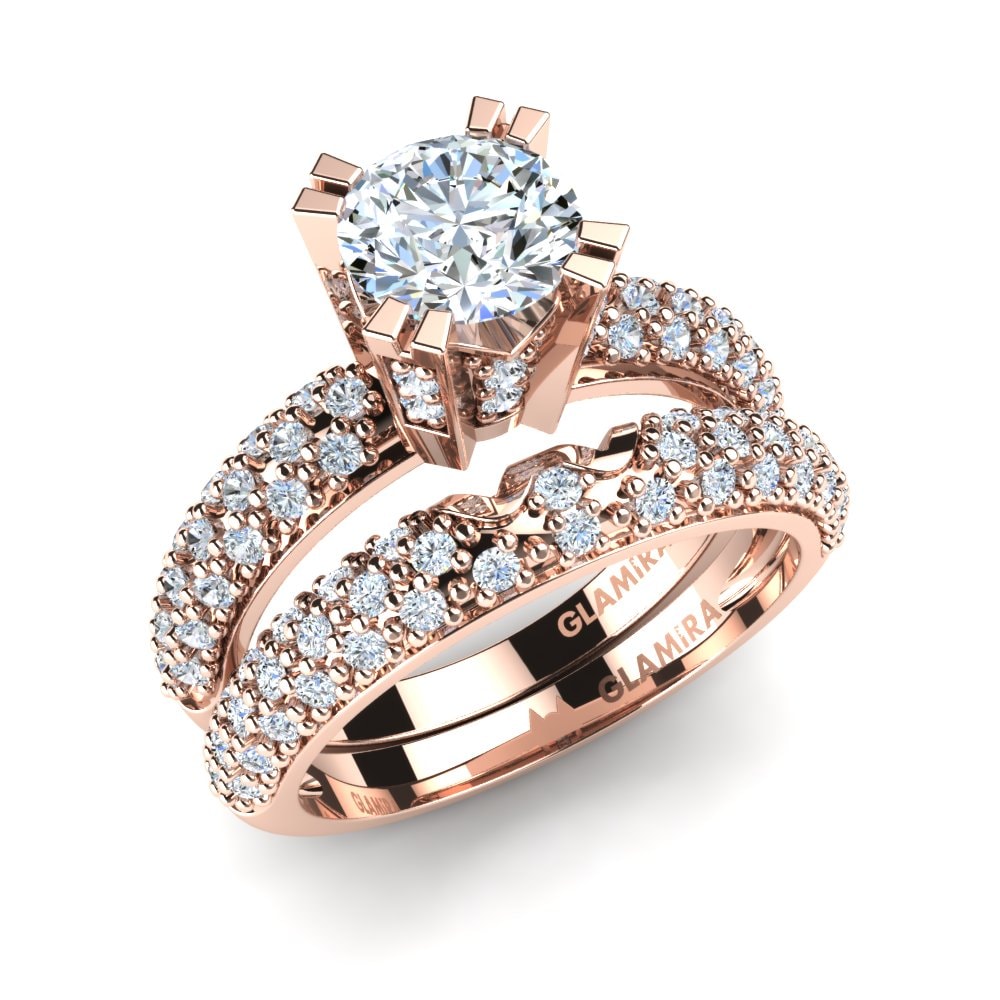 9ct Rose Gold White sapphire Bridal Set Swanky