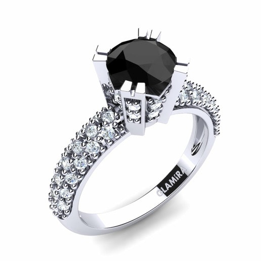 Bridal Set Swanky Ring A 585 White Gold & Black Diamond & Diamond
