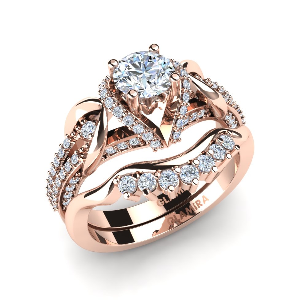 18k Rose Gold Bridal Set Crinkly