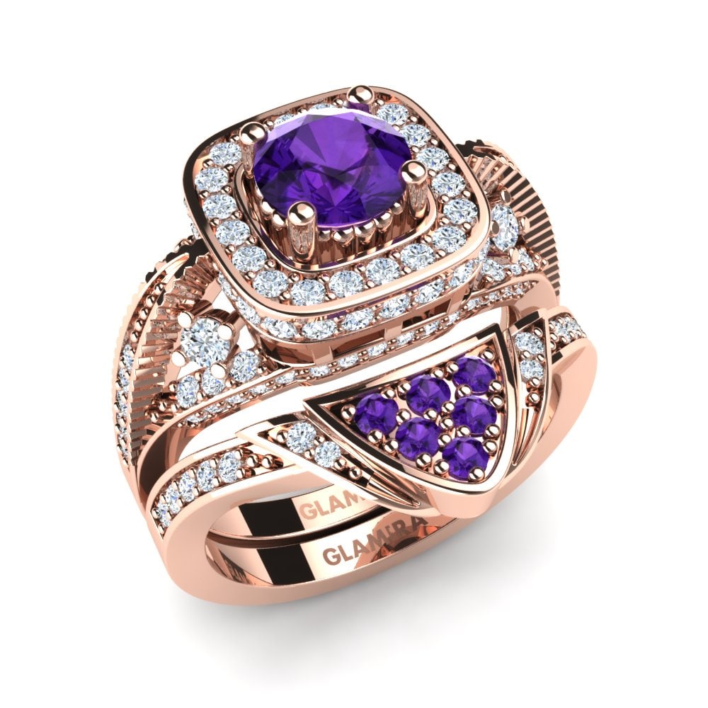9ct Rose Gold Amethyst Bridal Set Splendiferous
