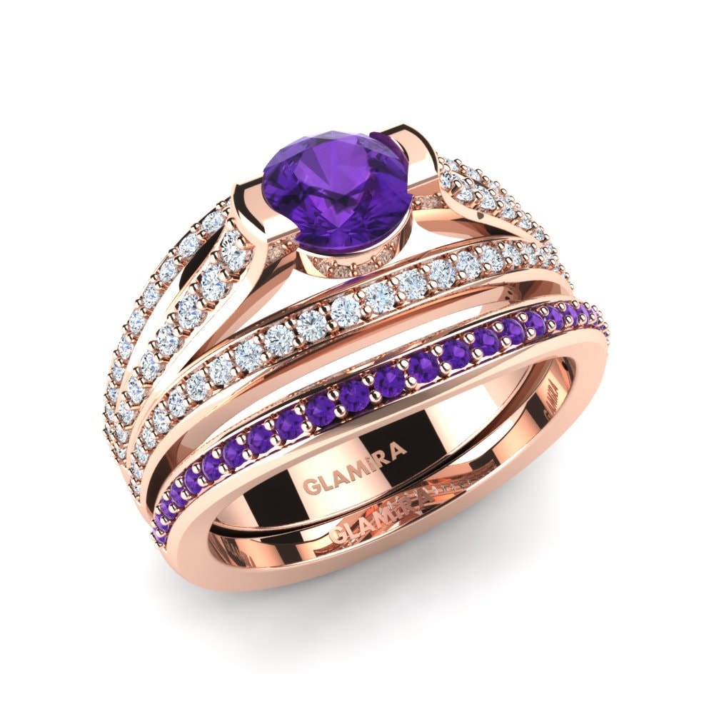 9ct Rose Gold Amethyst Bridal Set Soft Life