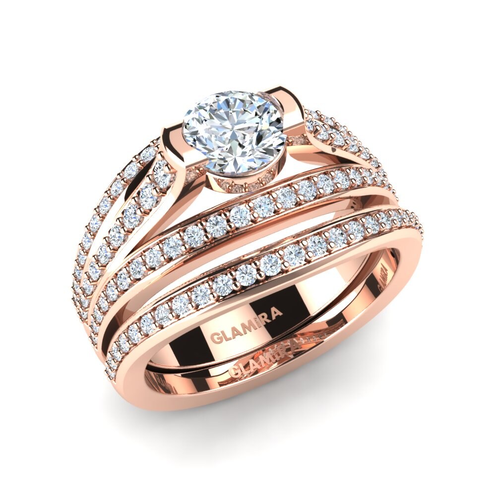 18ct Rose Gold Zirconia Bridal Set Soft Life