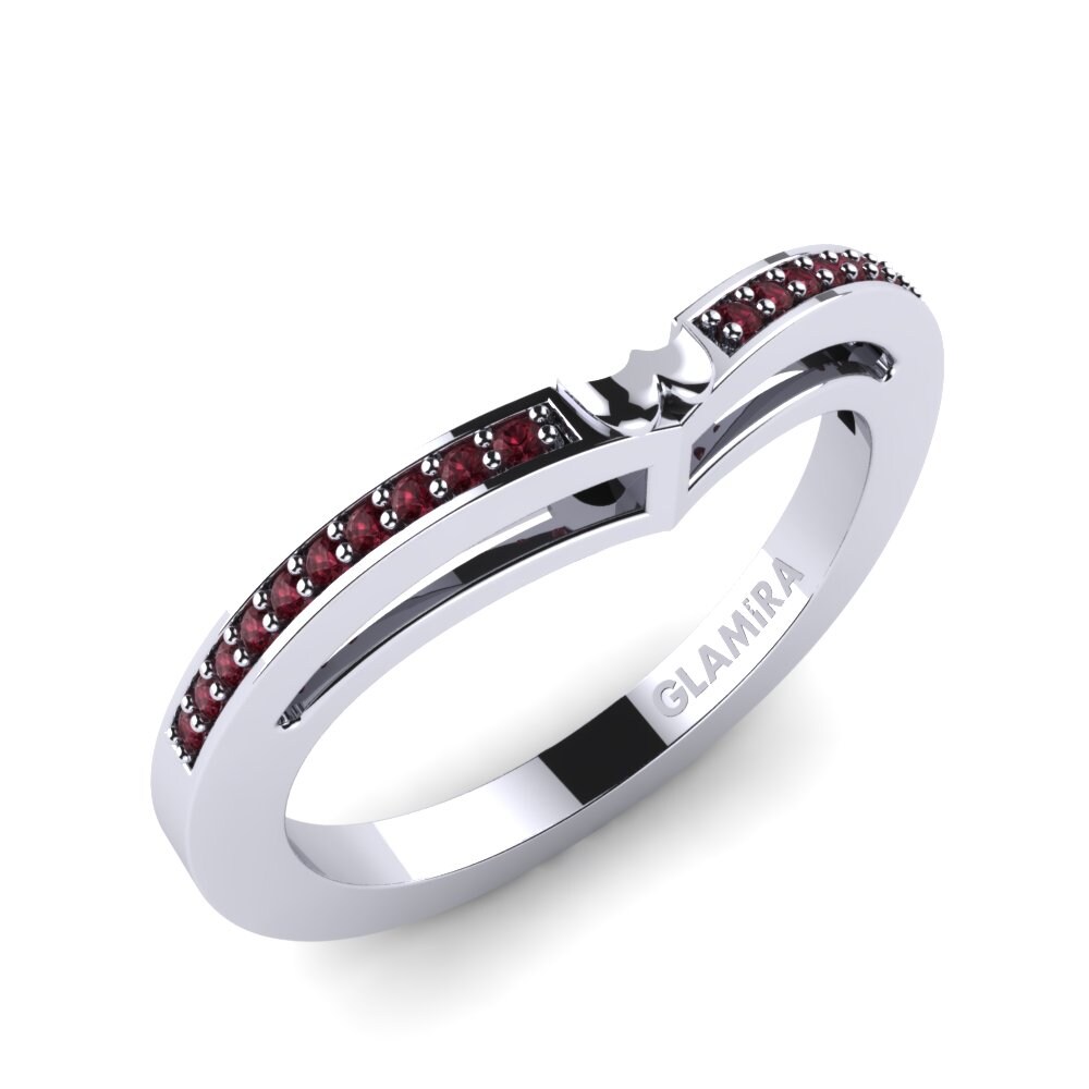 Argent Blanc Grenat Ensemble de mariée Clover Bague B