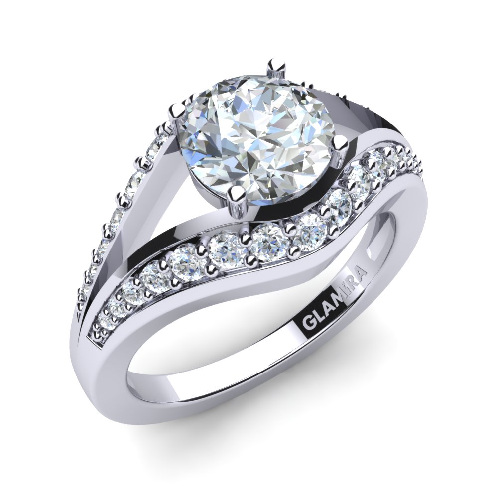 Round 1.25 Carat Solitaire Pave Swarovski Crystal 925 Silver Bridal Set Fashionable Ring A