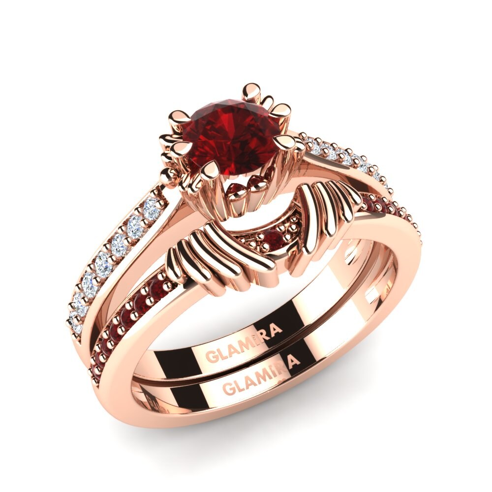 Ruby 18k Rose Gold Bridal Set Snazy