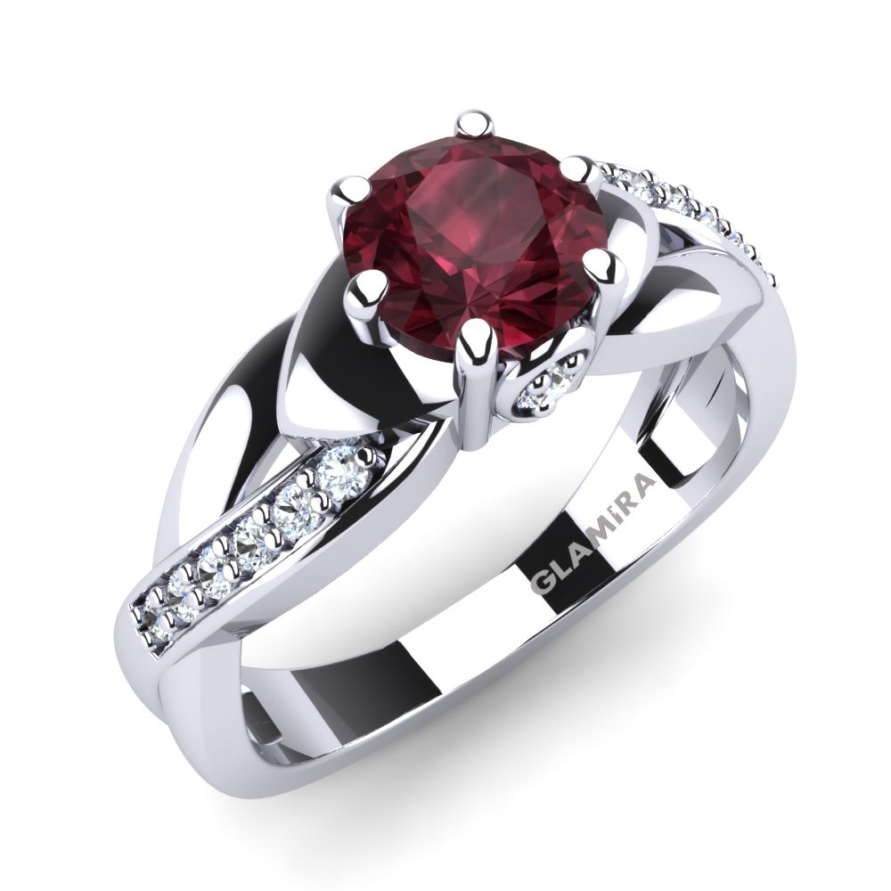 Solitaire Pave Garnet Bridal Set Puffin Ring A