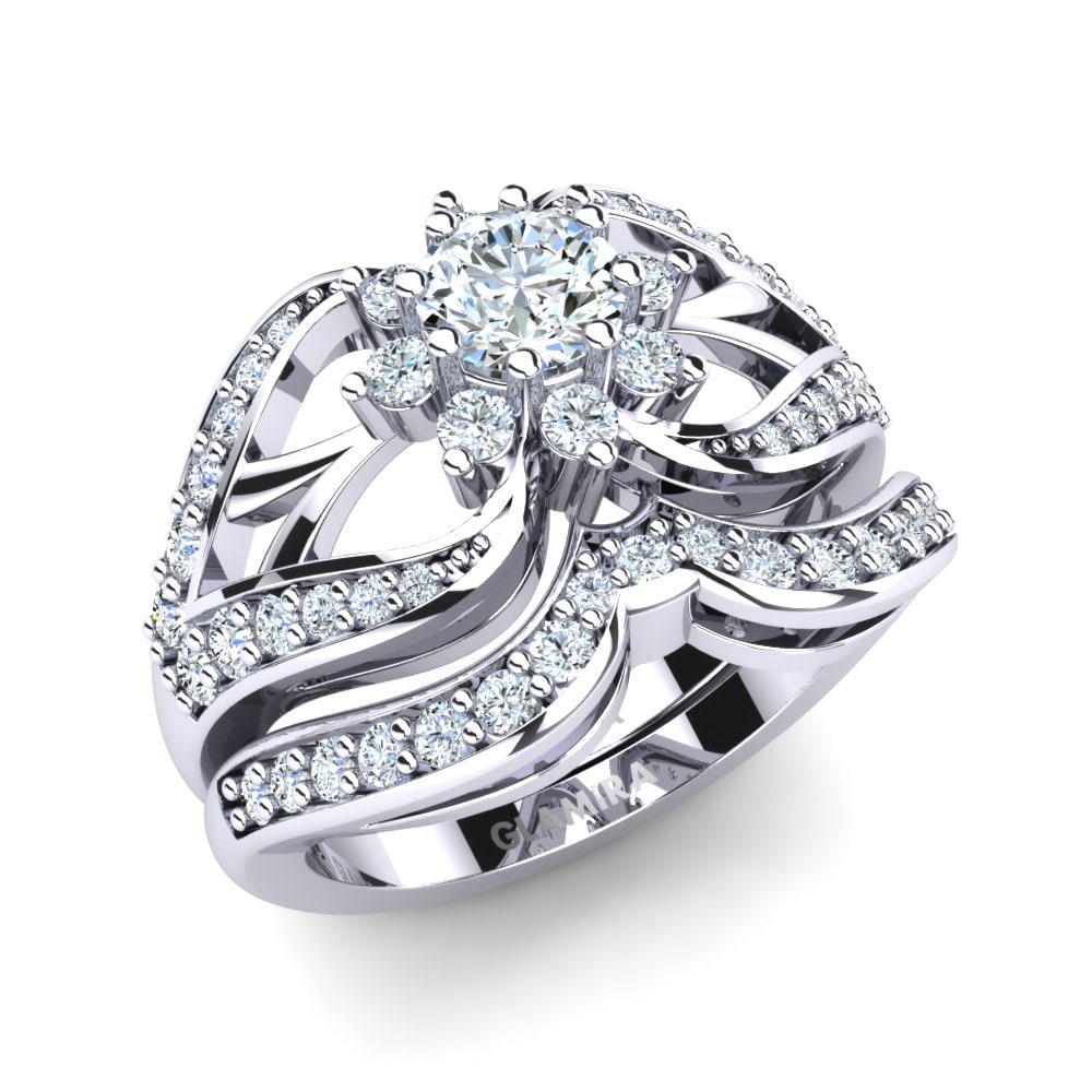 圓形 0.736 重量（克拉） 鑽石 14k 白色K金 结婚首饰套装 Sumptuous
