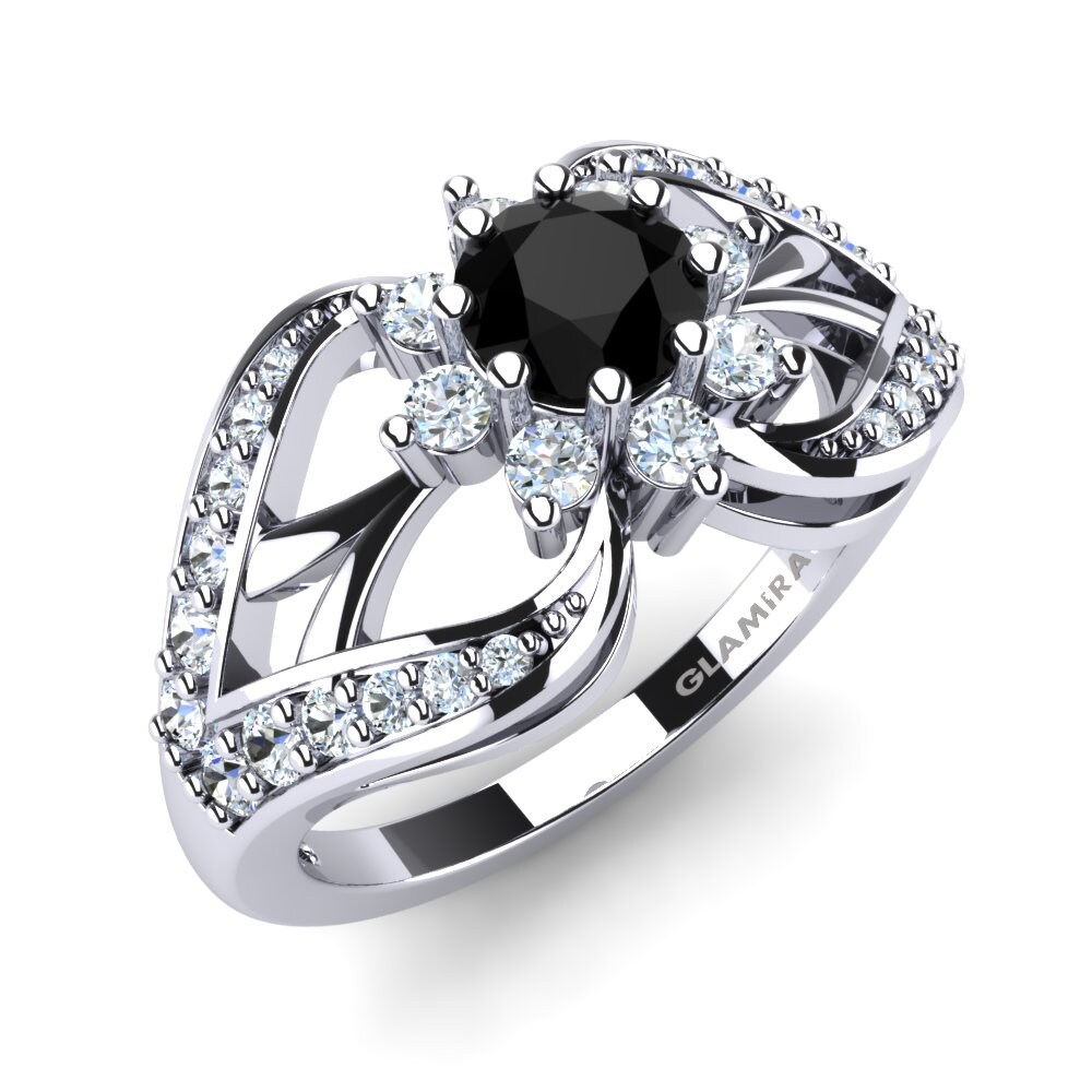 9k White Gold Black Onyx Bridal Set Sumptuous Ring A