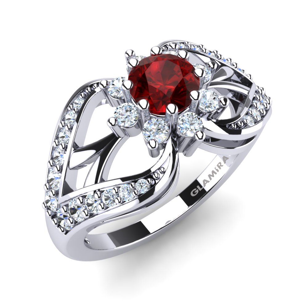 Platinum 1.5 ct diamond hot sale and hidden ruby bridal set