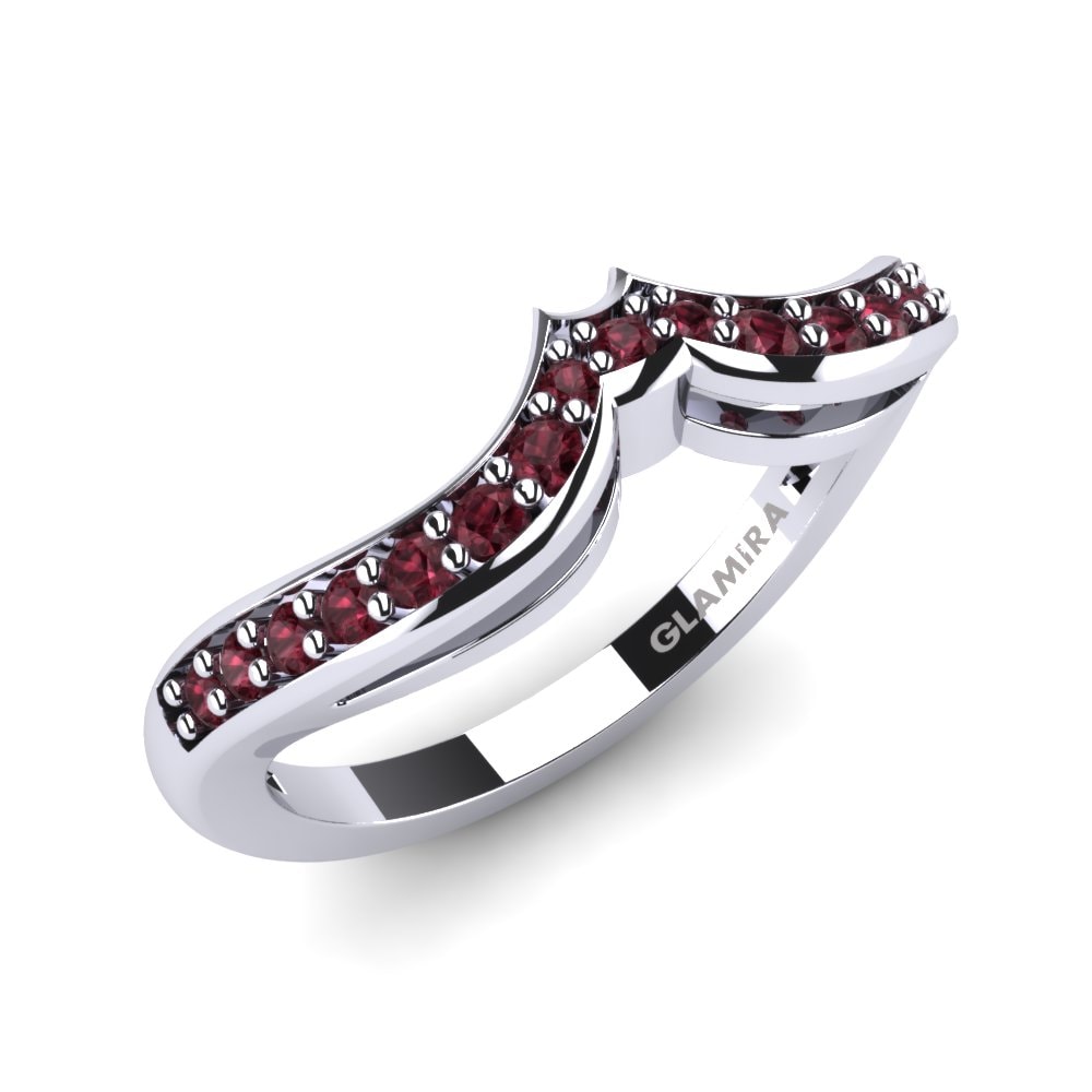 Argent Blanc Grenat Ensemble de mariée Sumptuous Bague B