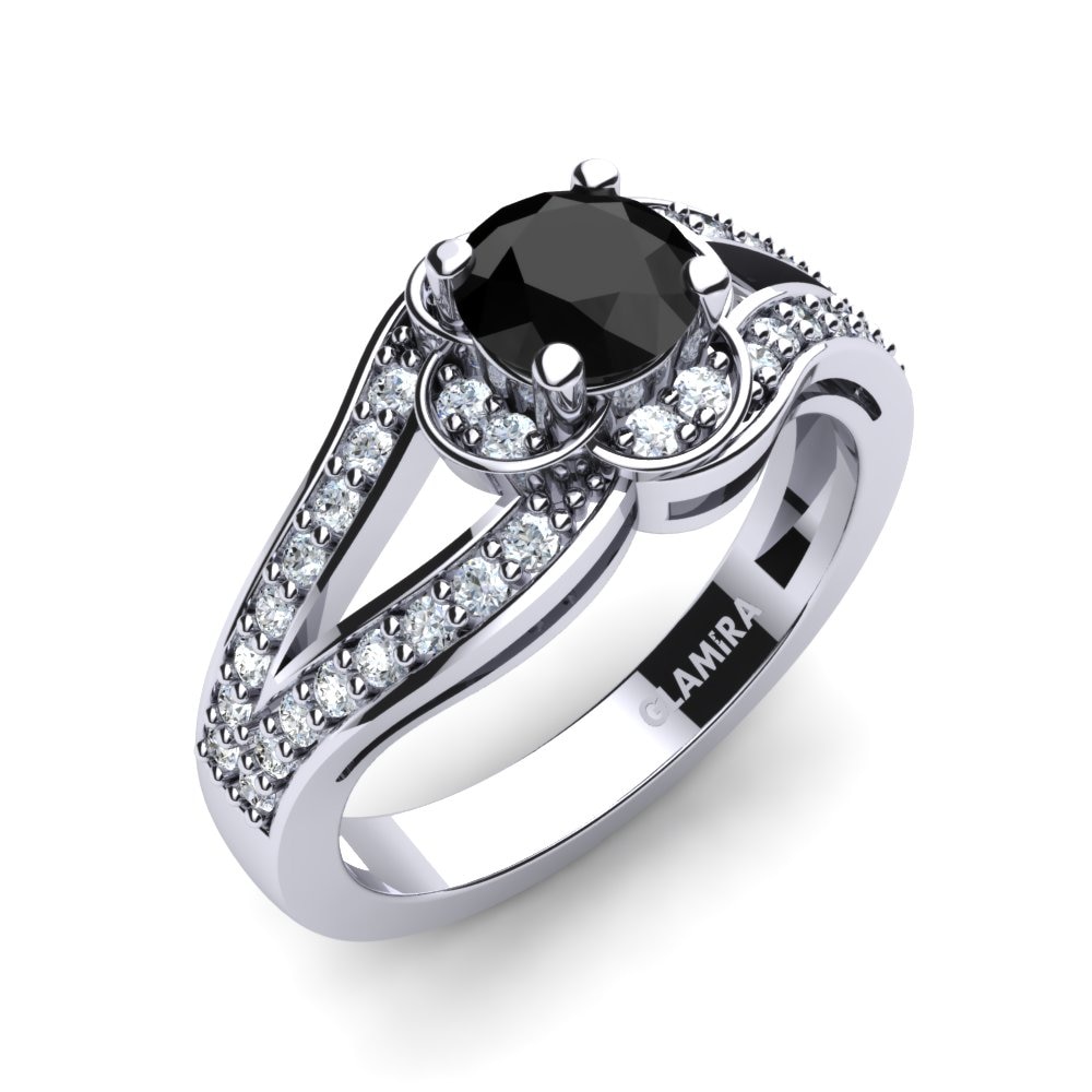 Zwarte Onyx Bruids Set Blooming Ringen A