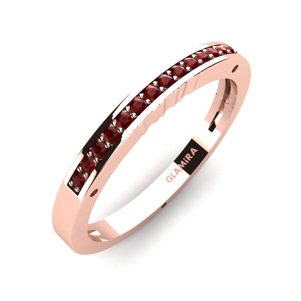 Or rose 14k Zircone Rouge Ensemble de mariée Perfect Match Bague B