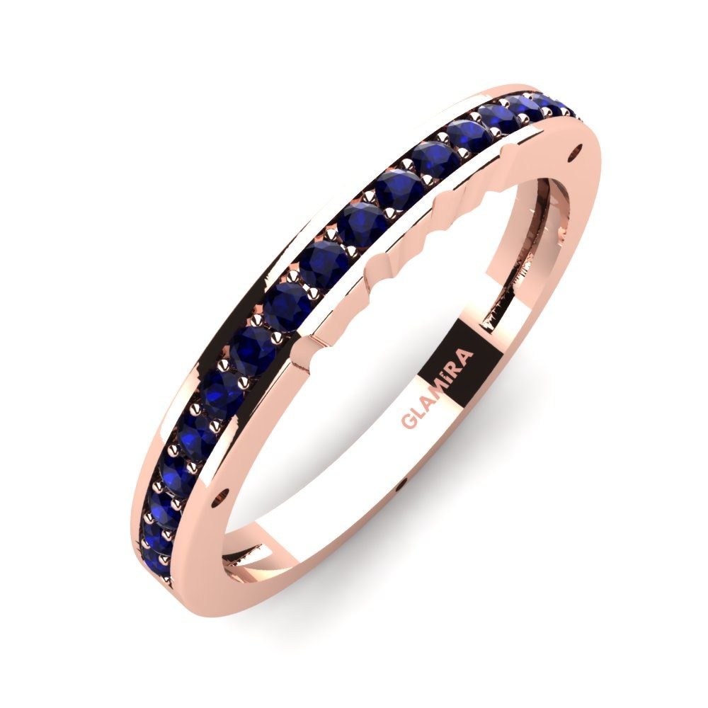 Or rose 14k Zircone Bleu Foncé Ensemble de mariée One Only Bague B