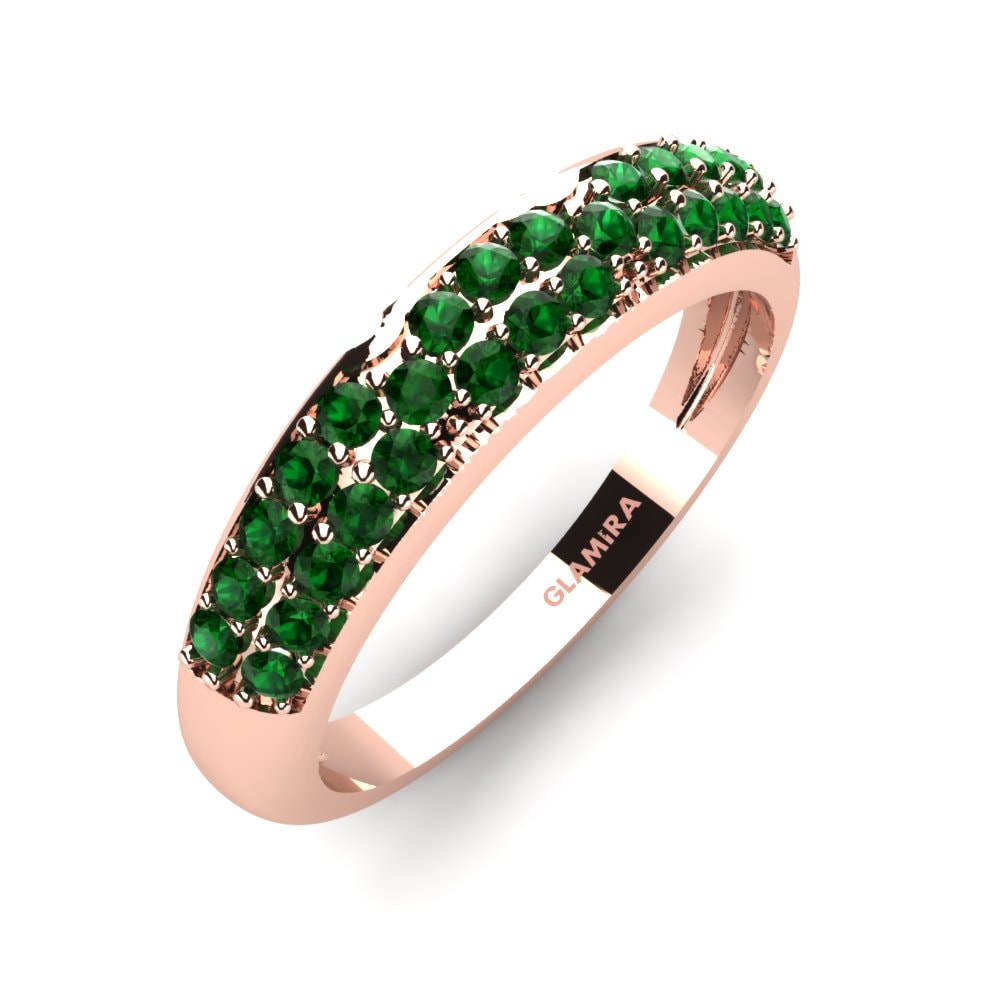 Or rose 14k Zircone Vert Ensemble de mariée Elegance-Bague B