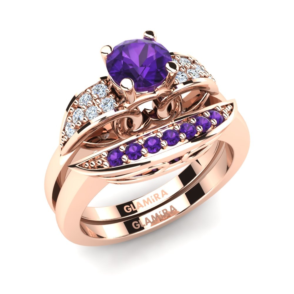 9ct Rose Gold Amethyst Bridal Set Courteous
