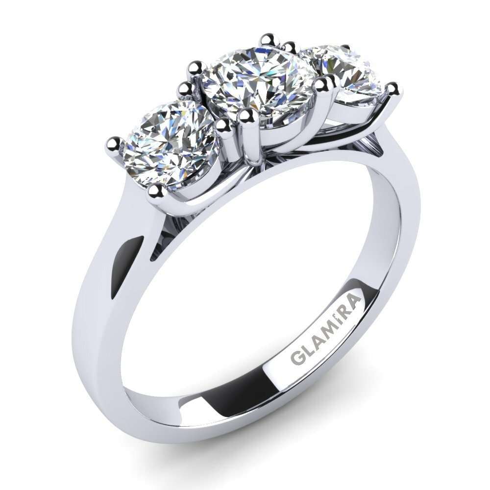 3 & 5 Stones Engagement Rings GLAMIRA Bridal Set Lovebirds-Ring 585 White Gold White Sapphire