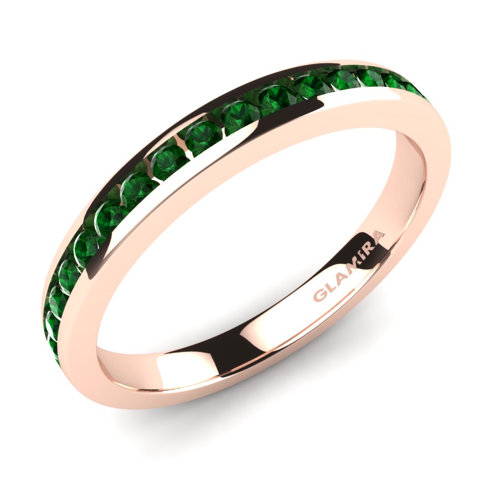 Or rose 14k Zircone Vert Ensemble de mariée Lovebirds-Bague B