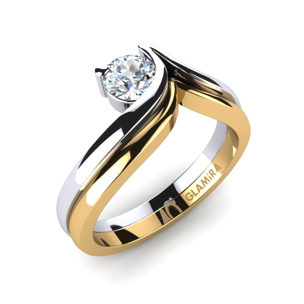 圓形 Design Solitaire 鑽石 14k 黃白K金 訂婚戒指 Lindsey 0.5 crt