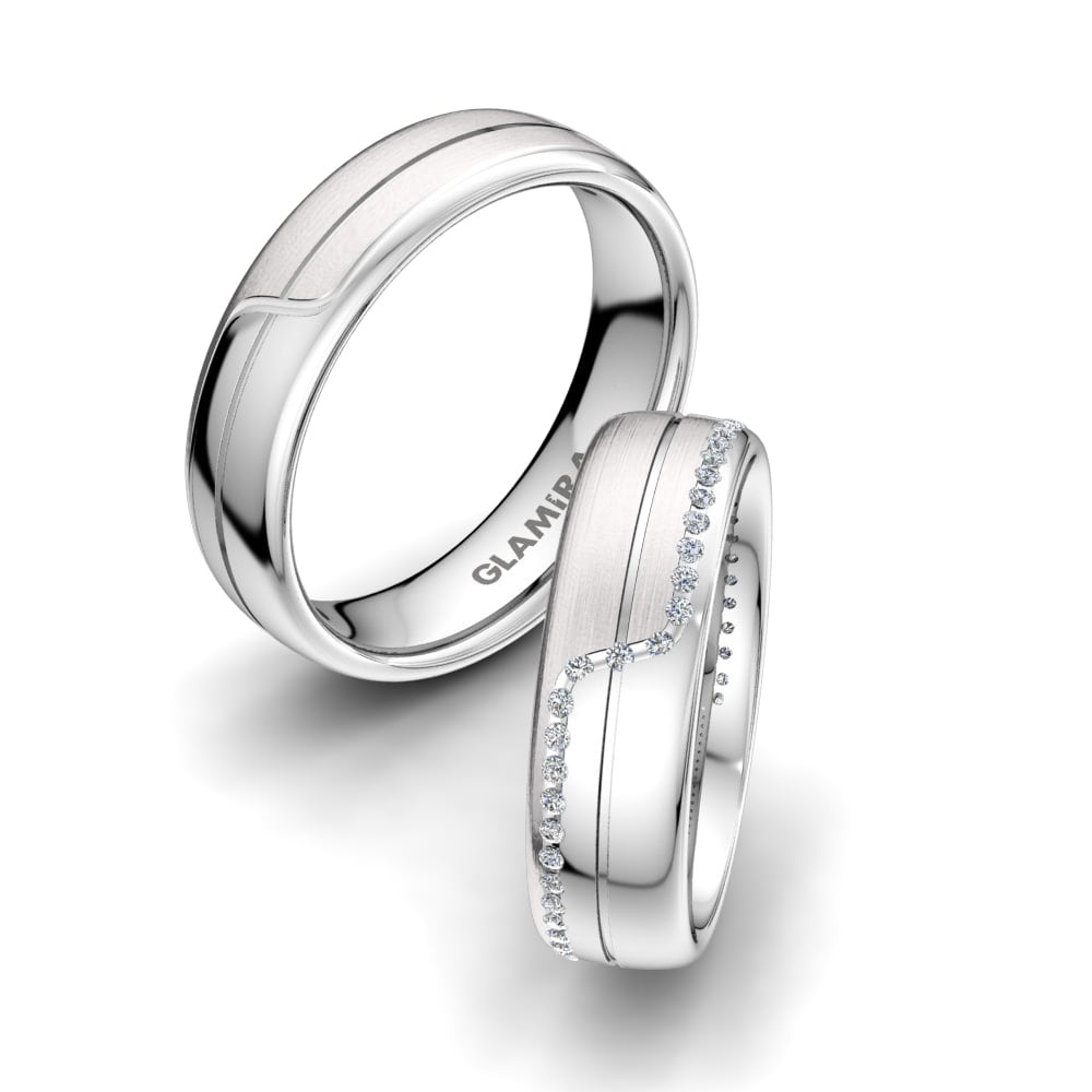 Argent Blanc Bague de Mariage Adore Phoenix 6 mm