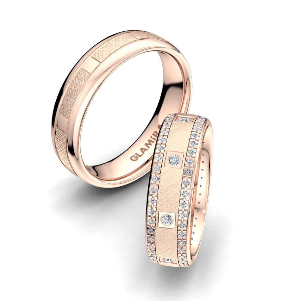 Or rose 14k Diamant Bague de Mariage Exotic Night 6 mm