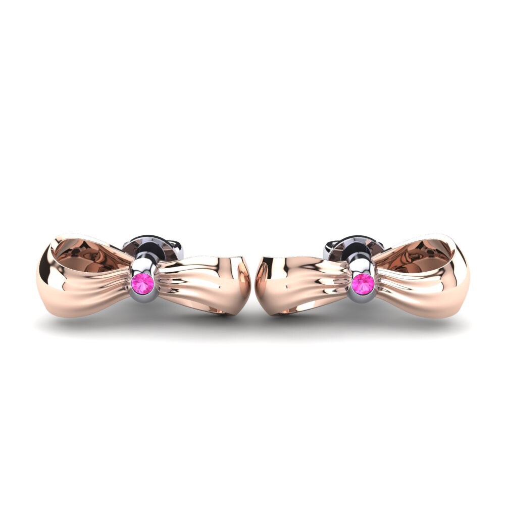 Round 0.06 Carat Studs Pink Tourmaline 18k White Rose Gold Women s Earring Argos
