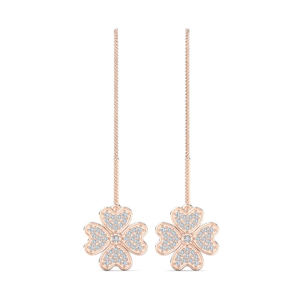 Ear Thread Zirconia 14ct Rose Gold Earrings