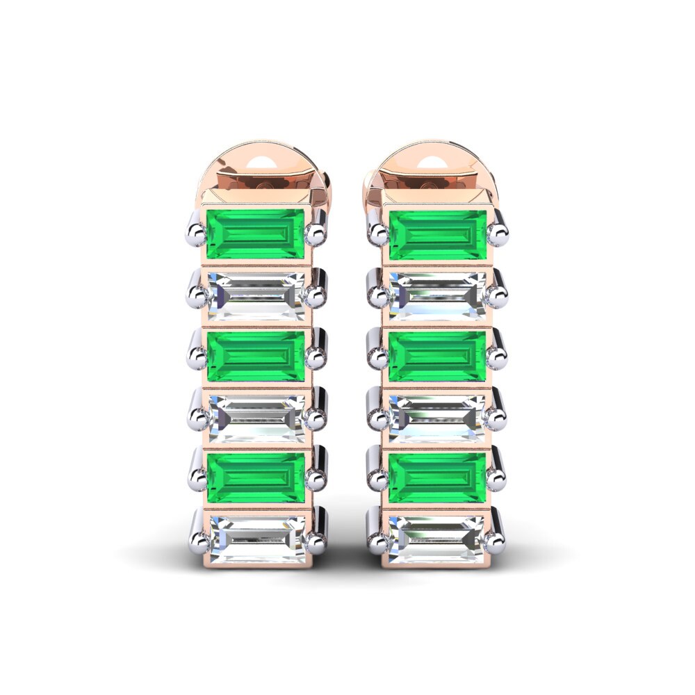 Brincos Tachas Vermelho & Branco-14K Tsavorite