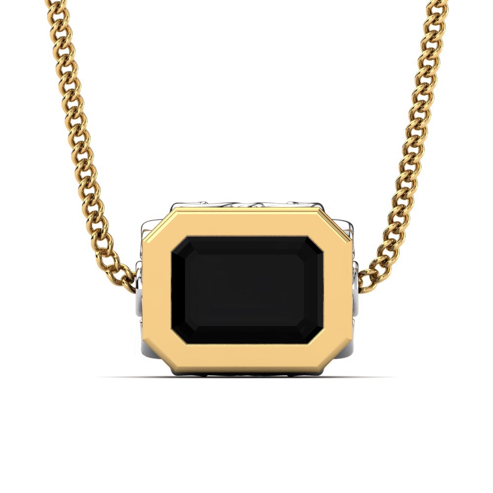 9k Oro Amarillo & Blanco Diamante Negro Collar de Mujer Adalgisa