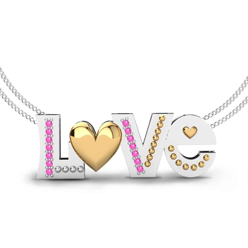 14k Oro Blanco & Amarillo Turmalina rosa Collar de Mujer Alor