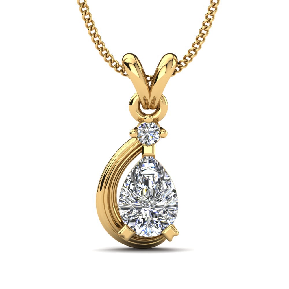 Design Solitaire Necklaces GLAMIRA Pendant Cefalania 585 Yellow Gold White Sapphire
