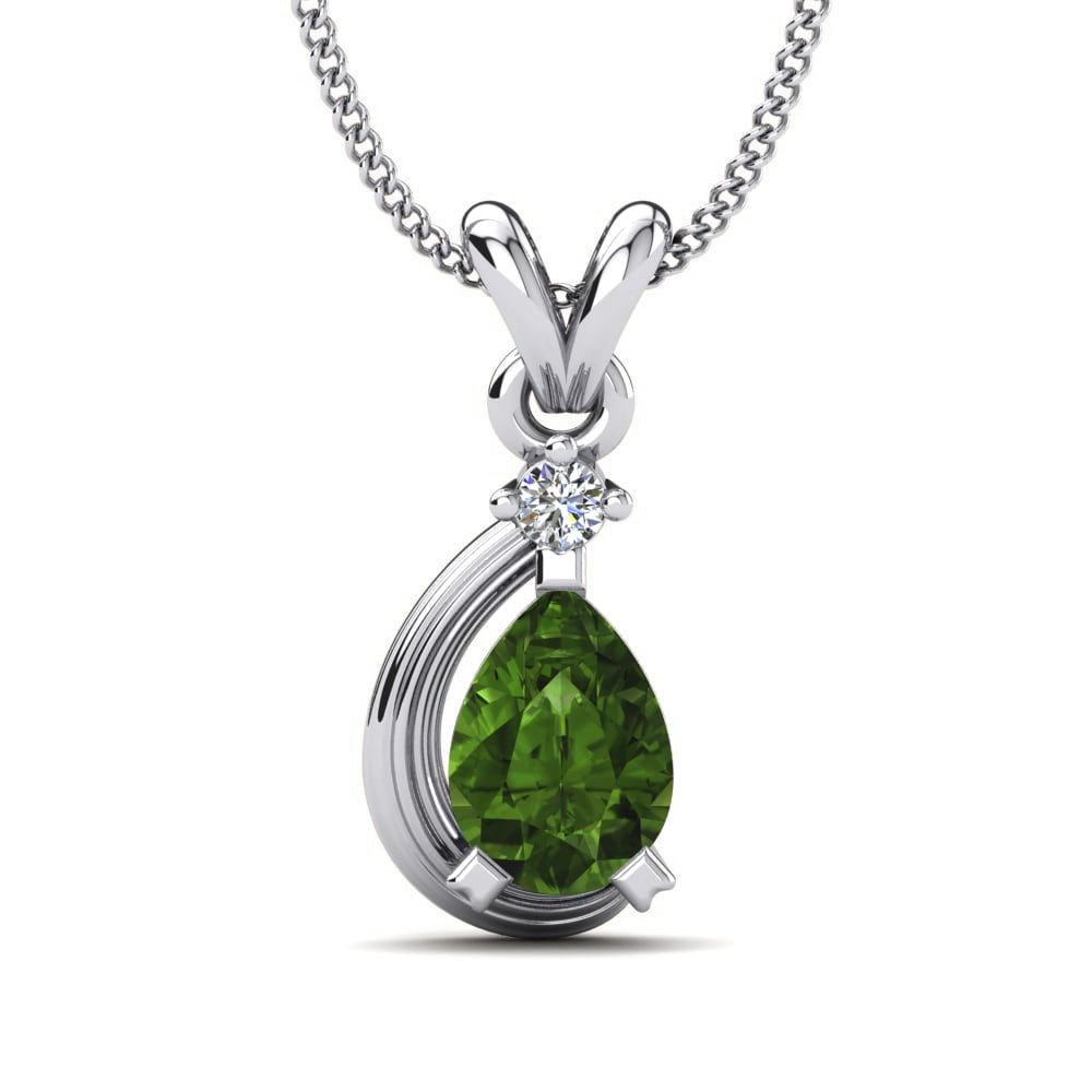 White Silver Green Tourmaline Women's Pendant Cefalania