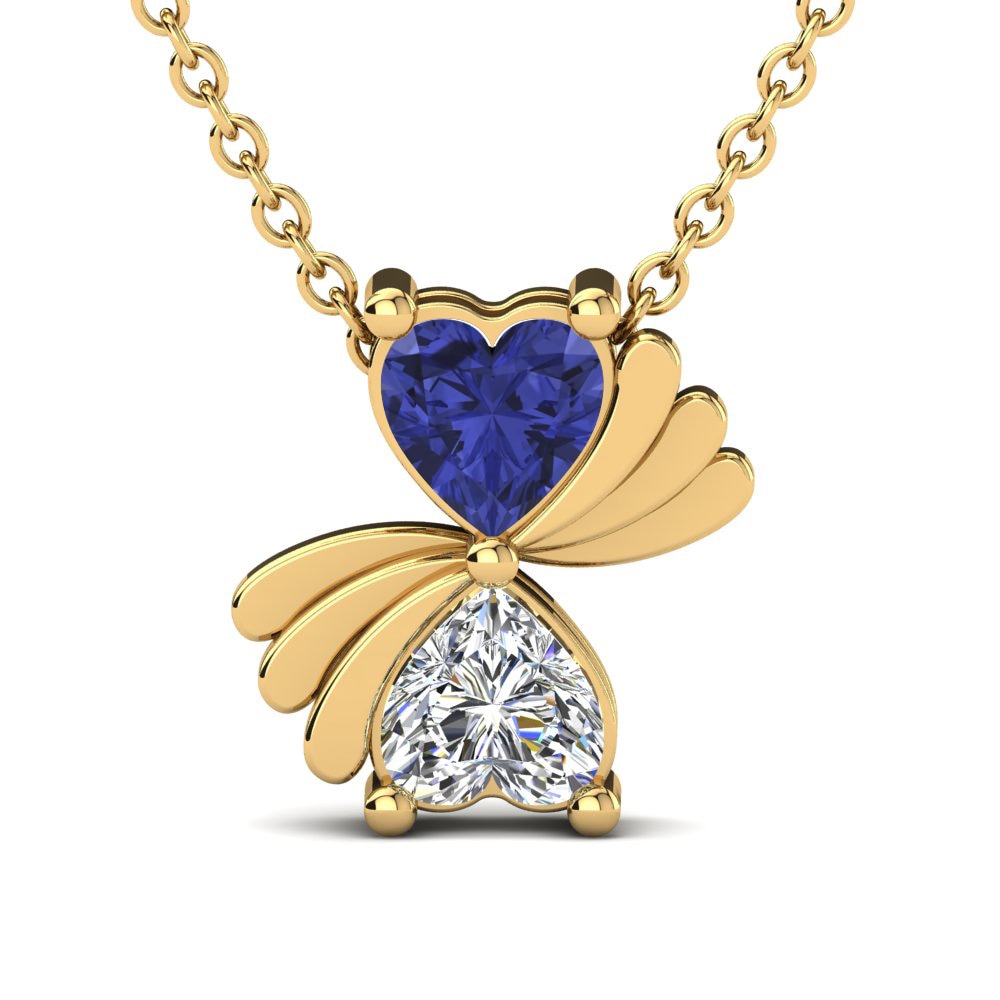 Gelbgold 585 Tansanit Damen anhänger Hashima
