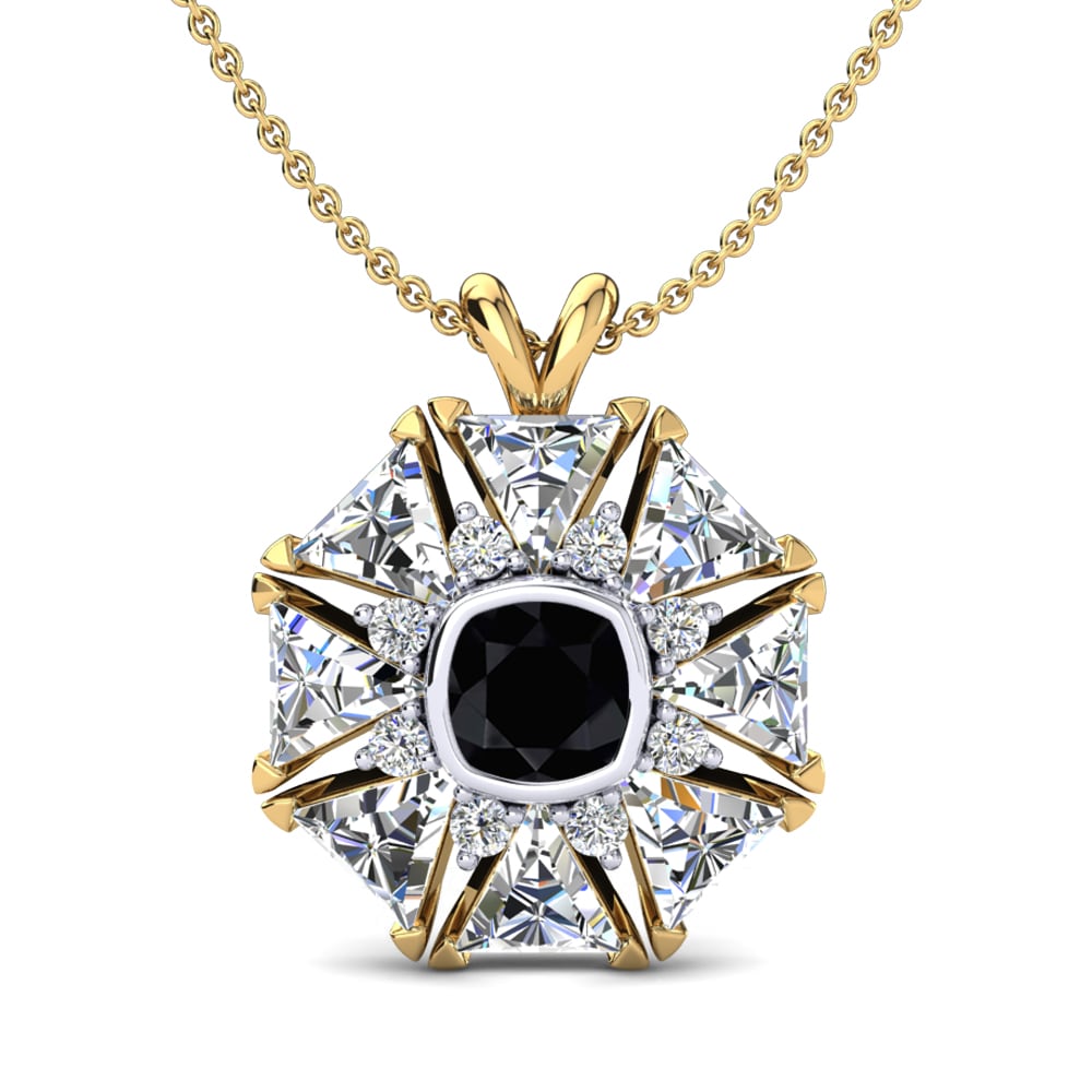 9k Oro Amarillo & Blanco Diamante Negro Colgante de Mujer Kithira