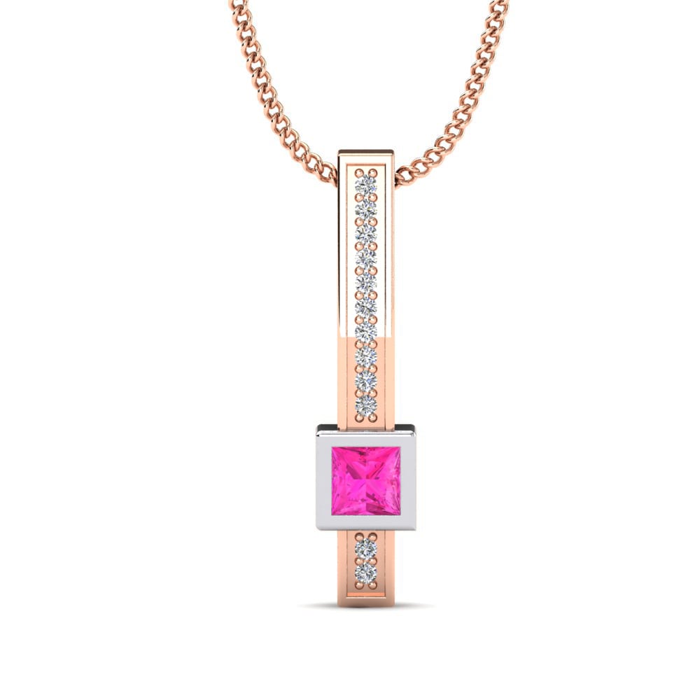 9k Oro Rosa & Blanco Turmalina rosa Colgante de Mujer Lismary