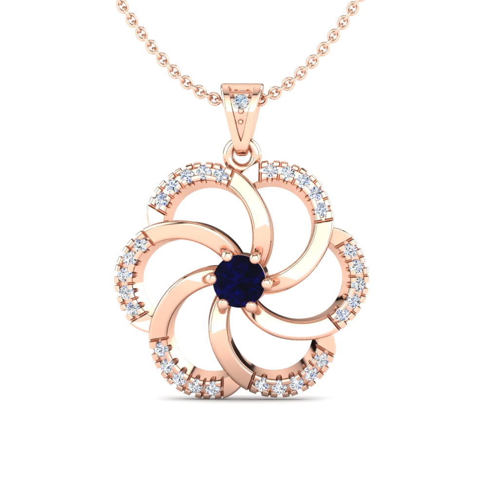 Vàng Hồng 9K Đá Zirconia Xanh Lam Mặt dây chuyền nữ Madura