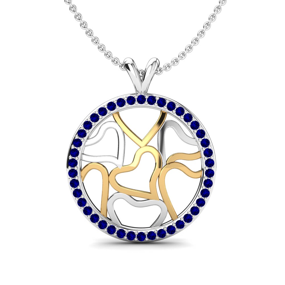 Vàng Trắng-Vàng 9K Đá Sapphire Mặt dây chuyền nữ Masbatella