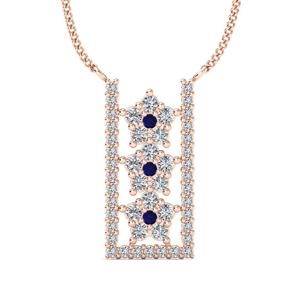 Vàng Hồng 9K Đá Zirconia Xanh Lam Mặt dây chuyền nữ Misool