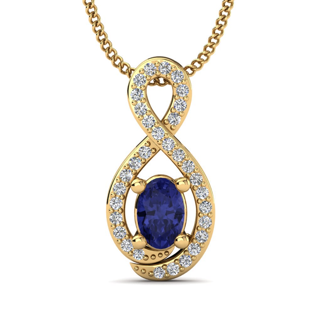 Gelbgold 585 Tansanit Damen anhänger Padong