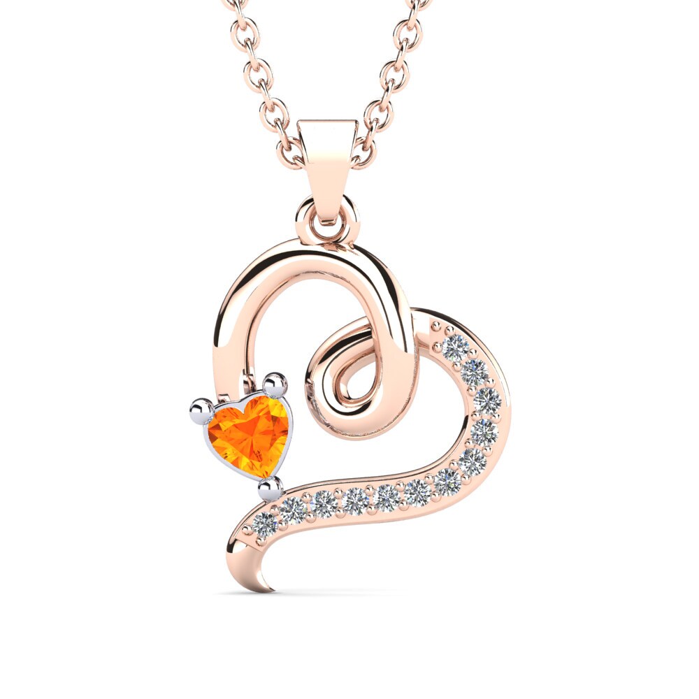 9k Rose & White Gold Citrine Women's Pendant Peleng