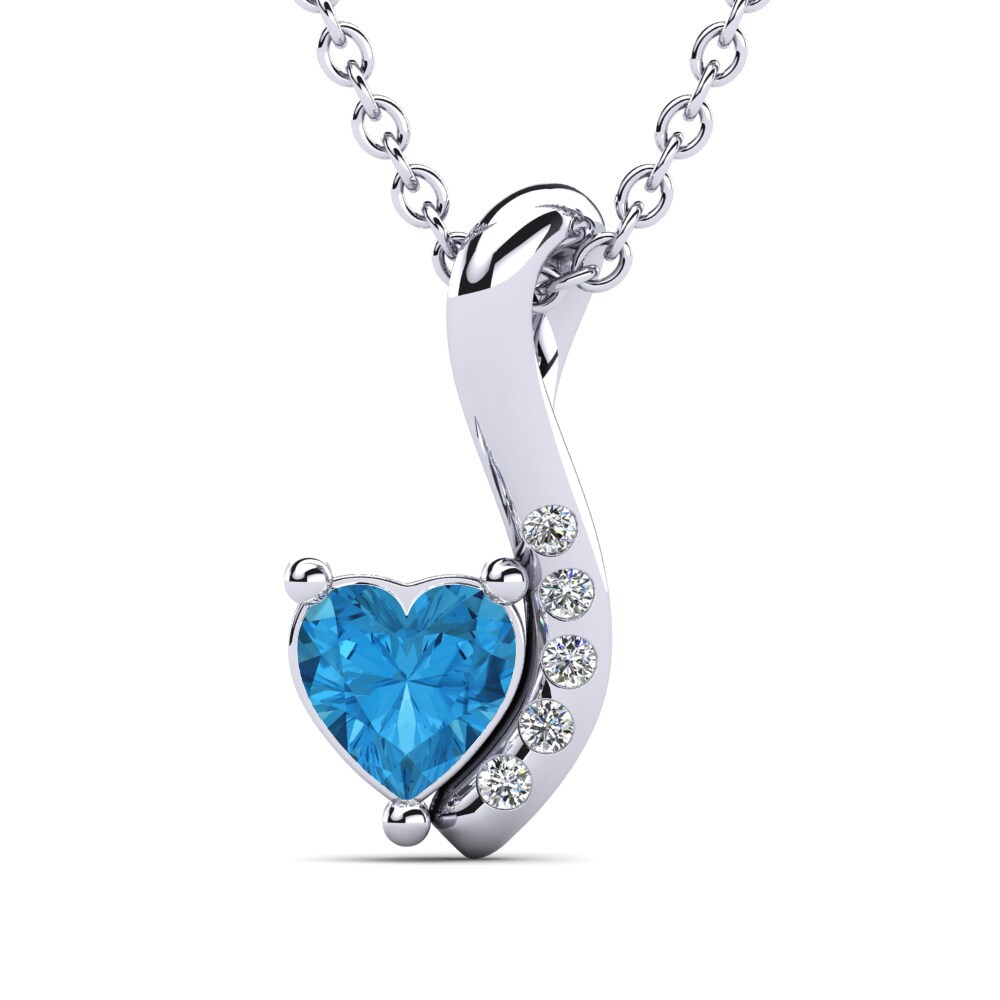 18ct White Gold Blue Topaz Women's Pendant Samosir