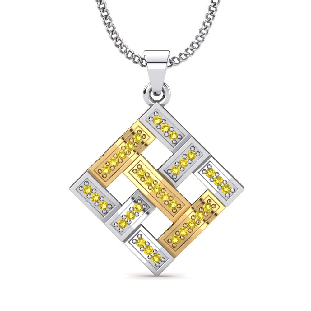 14ct White & Yellow Gold Yellow Sapphire Women's Pendant Seram